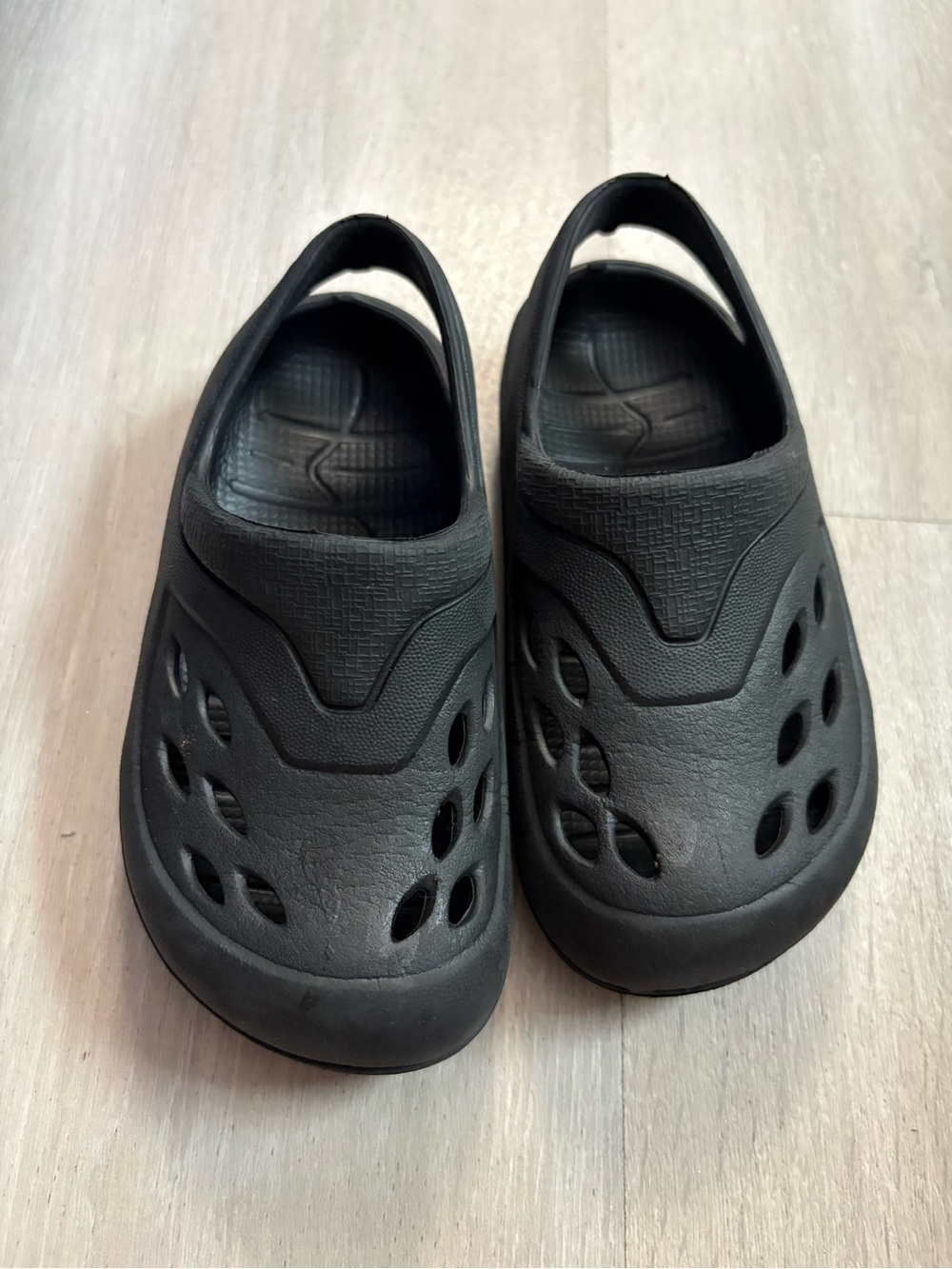Kids Black Water Clog Shoes with Heel Strap